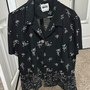 Black Floral Button-Up Shirt